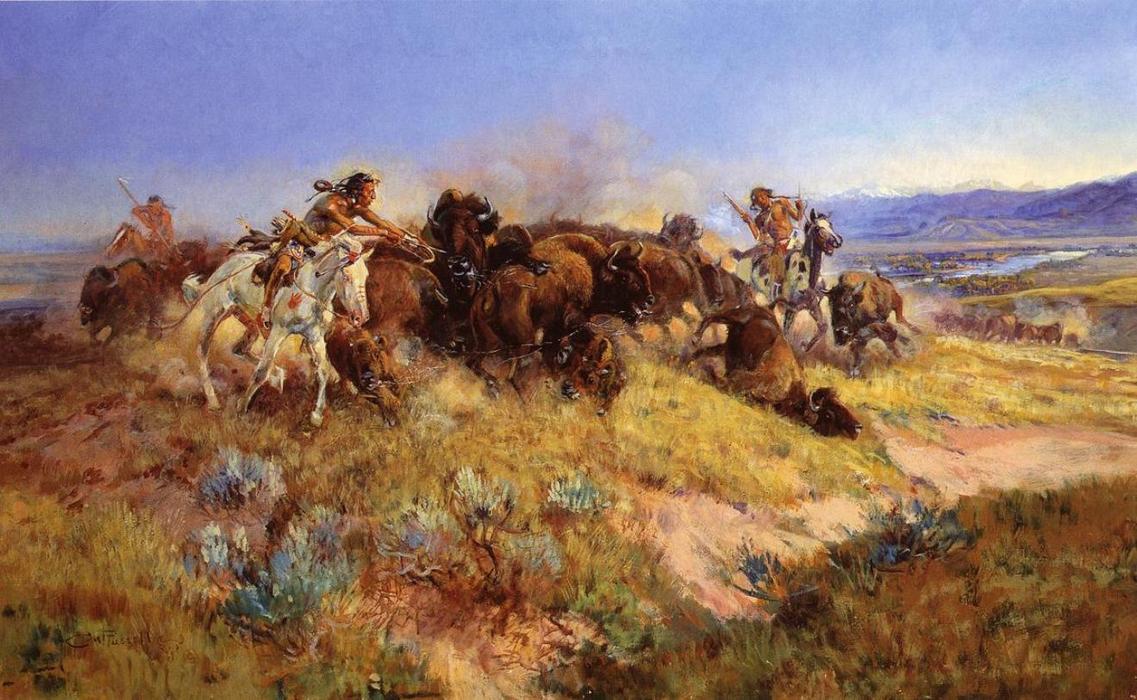 Order Paintings Reproductions Buffalo Hunt No.40 by Charles Marion Russell (1864-1926, United States) | ArtsDot.com
