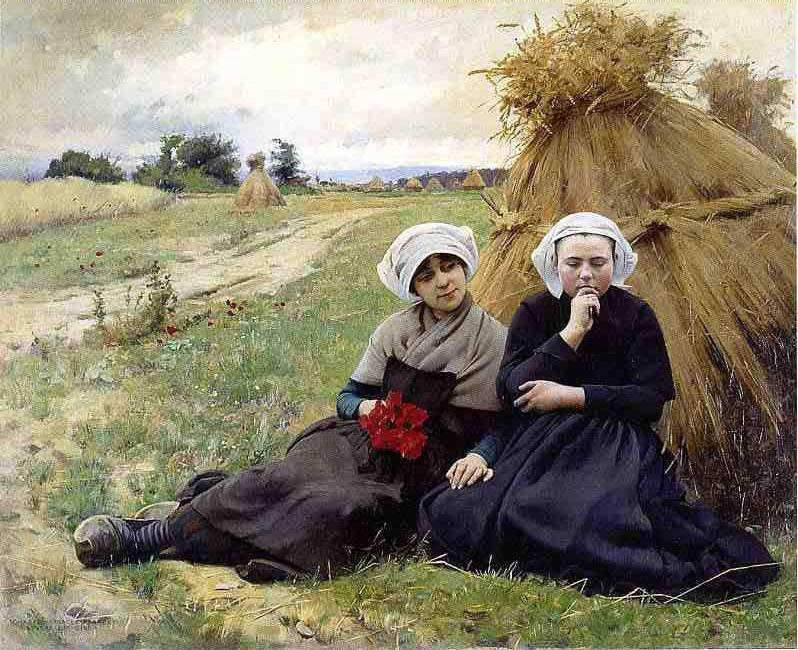 Order Oil Painting Replica In the Poppy Field by Charles Sprague Pearce (1851-1914, United States) | ArtsDot.com