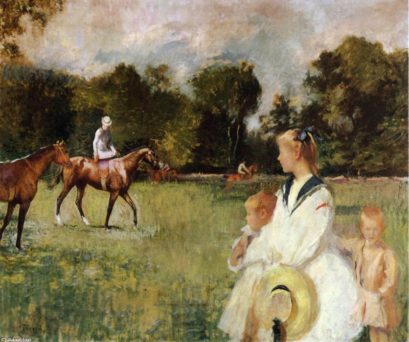 Order Art Reproductions Schooling the Horses by Edmund Charles Tarbell (1862-1938, United States) | ArtsDot.com