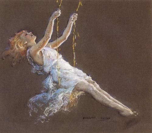Order Paintings Reproductions Girl On A Swing by Everett Shinn (1876-1953, United States) | ArtsDot.com