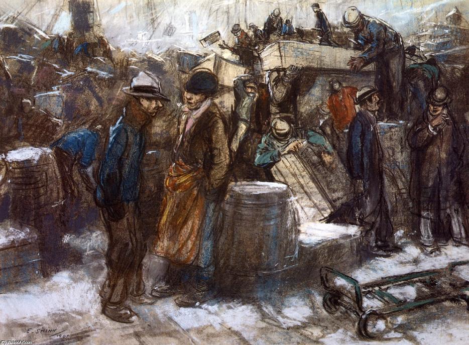 Order Oil Painting Replica The Docks, New York City by Everett Shinn (1876-1953, United States) | ArtsDot.com