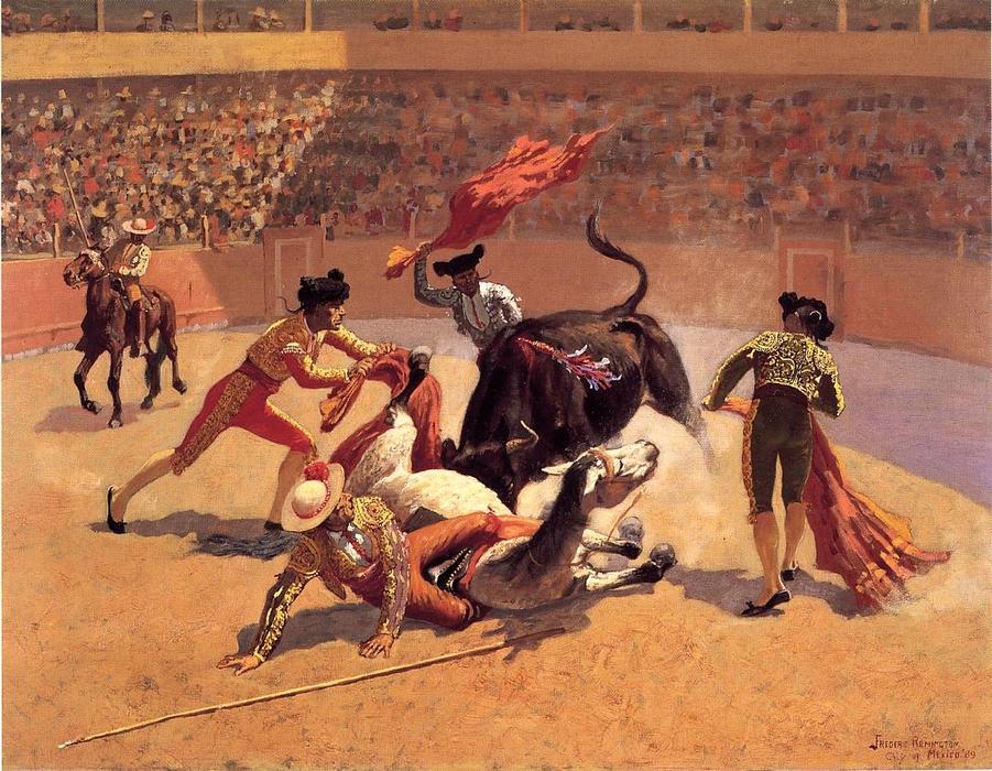 Buy Museum Art Reproductions Bull Fight in Mexico by Frederic Remington (1861-1909, United States) | ArtsDot.com