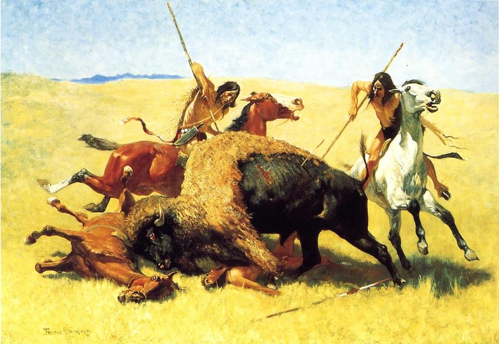 Order Paintings Reproductions The Buffalo Hunt by Frederic Remington (1861-1909, United States) | ArtsDot.com