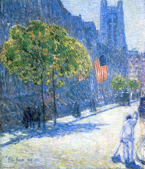 Order Oil Painting Replica Just Off the Avenue, Fifty-Third Stret, May, 1916, 1916 by Frederick Childe Hassam (1859-1935, United States) | ArtsDot.com