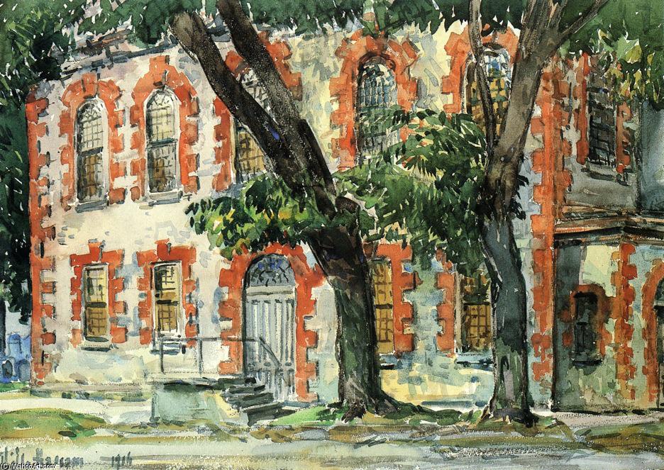 Buy Museum Art Reproductions Old Dutch Building, Fishkill, New York by Frederick Childe Hassam (1859-1935, United States) | ArtsDot.com