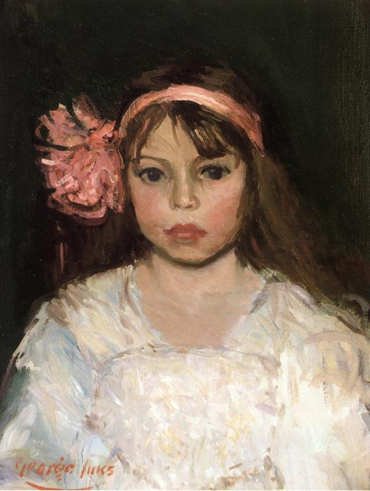 Buy Museum Art Reproductions Girl with Pink Ribbon by George Benjamin Luks (1867-1933, United States) | ArtsDot.com
