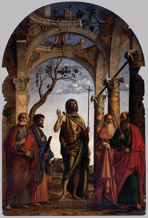 Buy Museum Art Reproductions St John the Baptist with Saints by Giovanni Battista Cima Da Conegliano (1459-1517) | ArtsDot.com