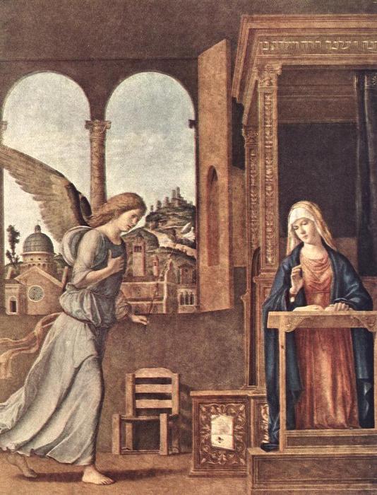 Order Paintings Reproductions The Annunciation by Giovanni Battista Cima Da Conegliano (1459-1517) | ArtsDot.com