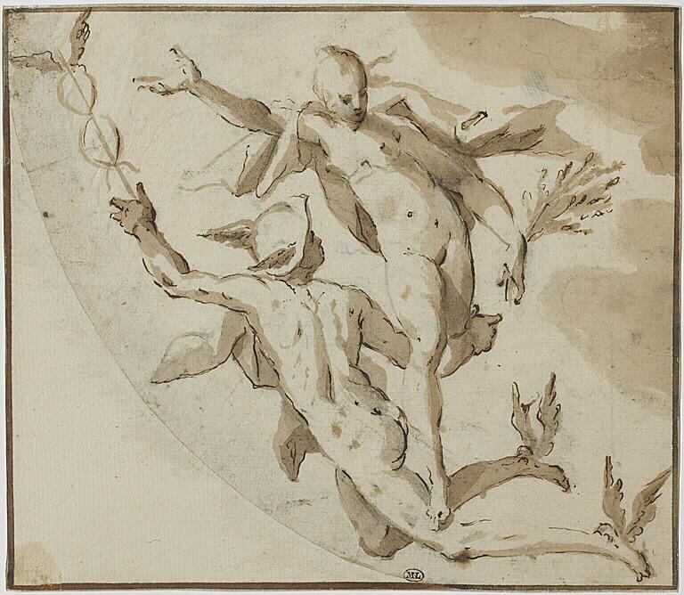 Order Art Reproductions Mercury and Ceres flying through the air by Hans Von Aachen (1552-1615, Germany) | ArtsDot.com