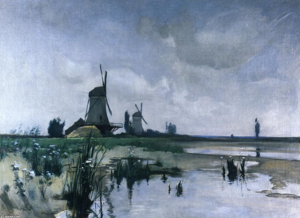Order Paintings Reproductions Windmills, 1885 by John Henry Twachtman (1853-1902, United States) | ArtsDot.com