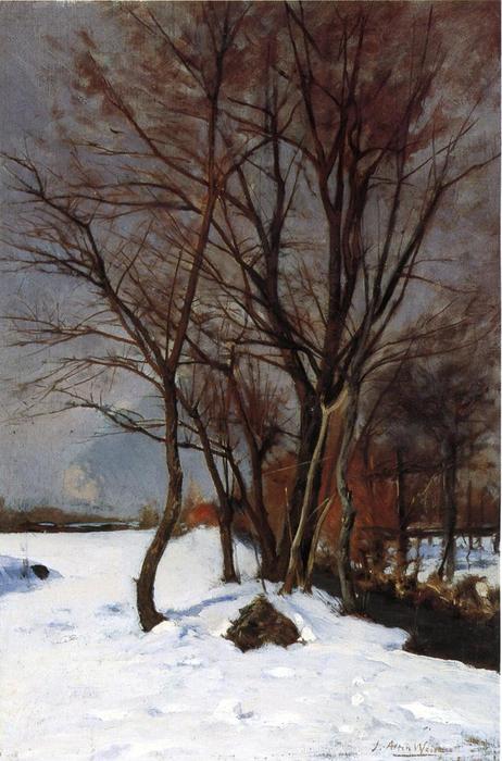 Order Paintings Reproductions Winter Landscape with Stream, 1888 by Julian Alden Weir (1852-1919, United States) | ArtsDot.com