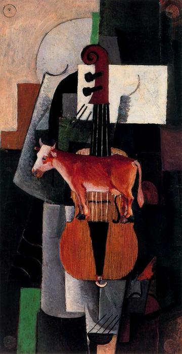 Buy Museum Art Reproductions Cow and Violin by Kazimir Severinovich Malevich (1878-1935, Ukraine) | ArtsDot.com