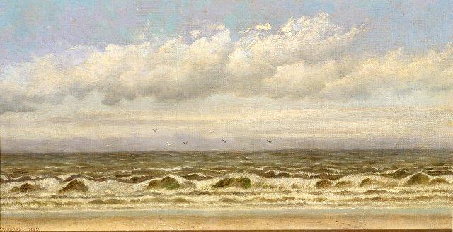 Order Oil Painting Replica Ocean Waves Breaking on Beach by William Aiken Walker (1839-1921, United States) | ArtsDot.com