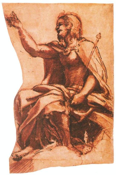 Order Paintings Reproductions Seated male figure in profile, draped 1 by Antonio Allegri Da Correggio (1489-1534, Italy) | ArtsDot.com