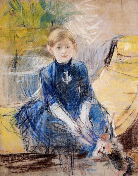 Order Art Reproductions Little Girl in a Blue Dress, 1886 by Berthe Morisot (1841-1895, France) | ArtsDot.com