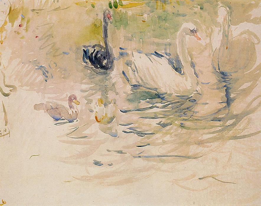 Order Paintings Reproductions Swans, 1888 by Berthe Morisot (1841-1895, France) | ArtsDot.com