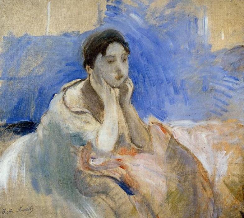 Order Art Reproductions Young Woman Leaning on Her Elbows, 1894 by Berthe Morisot (1841-1895, France) | ArtsDot.com