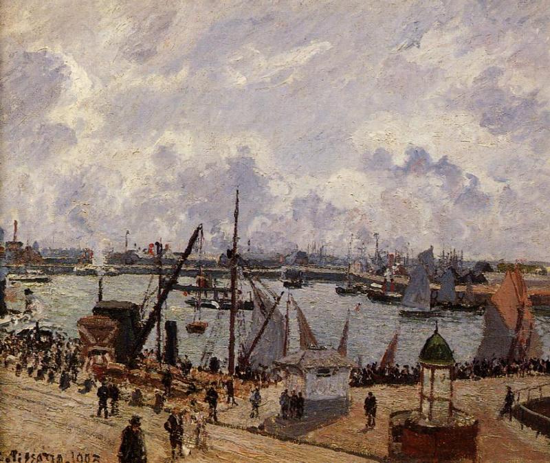 Order Artwork Replica The Inner Harbor, Le Havre - Morning Sun, Rising Tide, 1903 by Camille Pissarro (1830-1903, United States) | ArtsDot.com