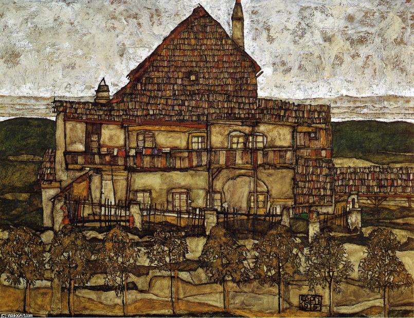 Order Art Reproductions House with Shingles, 1915 by Egon Schiele (1890-1918, Croatia) | ArtsDot.com