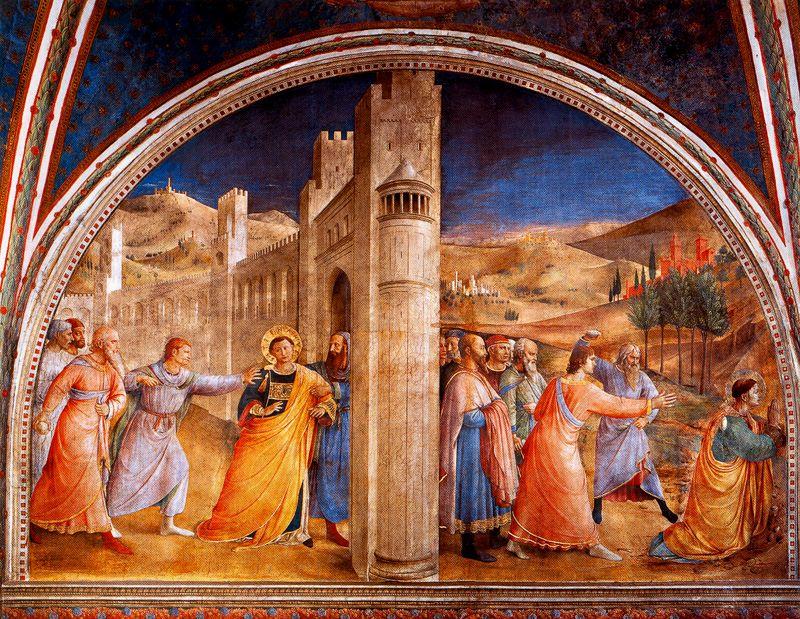 Buy Museum Art Reproductions The Judgment and Stoning of Saint Stephen by Fra Angelico (1395-1455, Italy) | ArtsDot.com