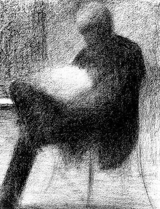 Order Art Reproductions Man Reading on a Terrace by Georges Pierre Seurat (1859-1891, France) | ArtsDot.com