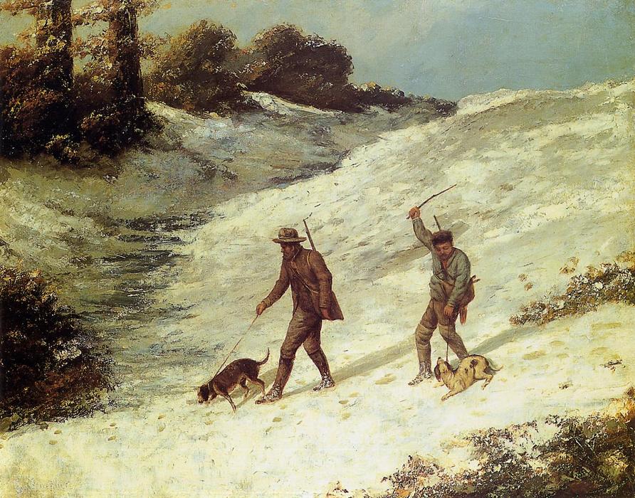 Ordinare Riproduzioni Di Belle Arti Poachers in the Snow, 1867 di Gustave Courbet (1819-1877, France) | ArtsDot.com