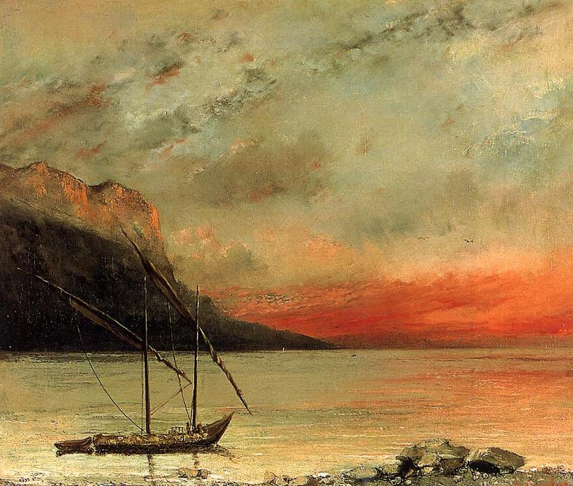 Buy Museum Art Reproductions Sunset on Lake Leman, 1874 by Gustave Courbet (1819-1877, France) | ArtsDot.com