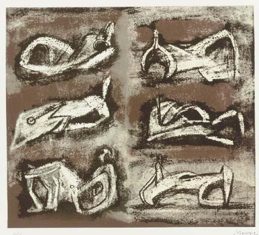 Order Oil Painting Replica Six Reclining Figures 1 by Henry Moore (Inspired By) (1898-1986, United Kingdom) | ArtsDot.com