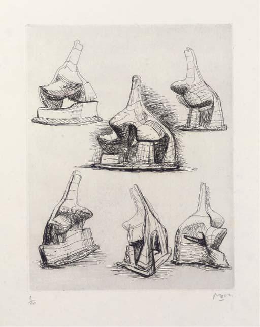 Buy Museum Art Reproductions Studies for Head and Shoulders Sculpture by Henry Moore (Inspired By) (1898-1986, United Kingdom) | ArtsDot.com