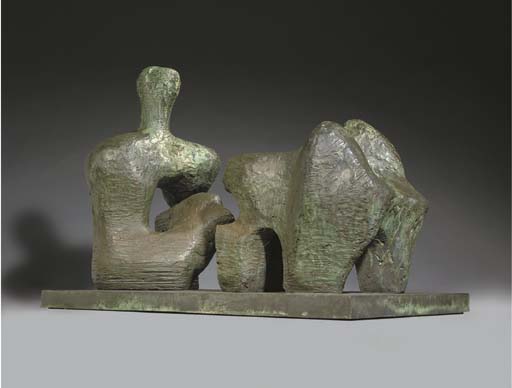 Order Oil Painting Replica Two Piece Reclining Figure, No. 4 by Henry Moore (Inspired By) (1898-1986, United Kingdom) | ArtsDot.com