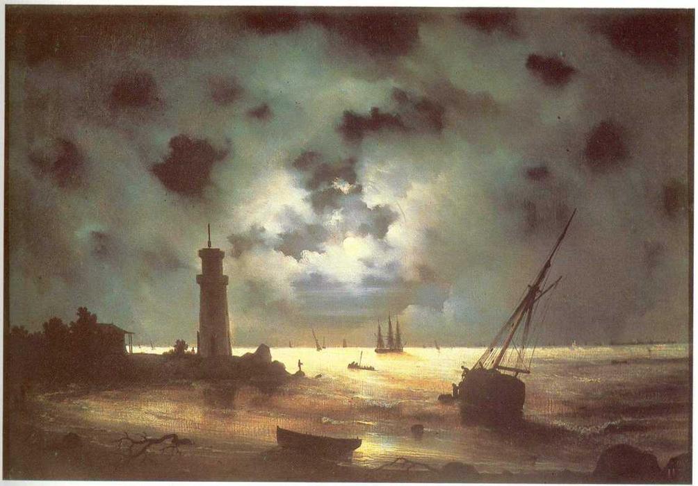 Order Oil Painting Replica Coast of sea at night, 1847 by Ivan Aivazovsky (1817-1900, Russia) | ArtsDot.com