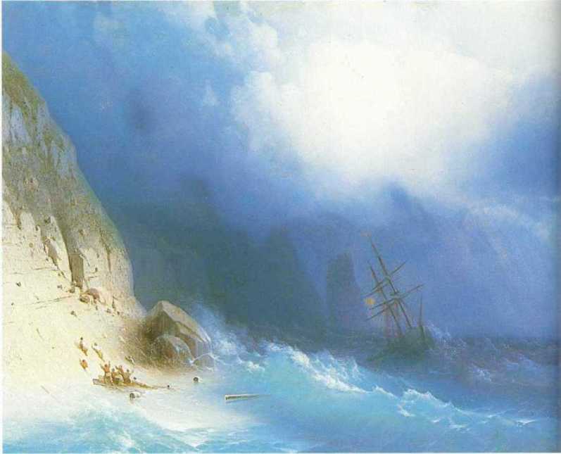 Buy Museum Art Reproductions The Shipwreck near rocks, 1870 by Ivan Aivazovsky (1817-1900, Russia) | ArtsDot.com