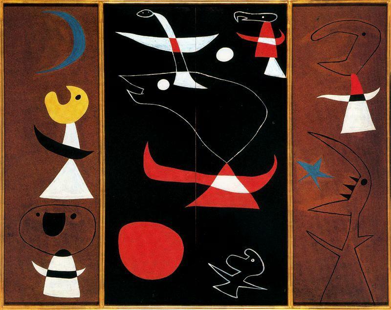 Order Art Reproductions Tríptico by Joan Miro (Inspired By) (1893-1983, Spain) | ArtsDot.com