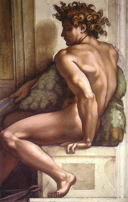 Ordinare Riproduzioni Di Quadri Ignudo (17), 1509 di Michelangelo Buonarroti (1475-1564, Italy) | ArtsDot.com