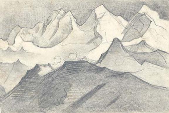 Buy Museum Art Reproductions Sketch of Everest Range by Nicholas Roerich (1874-1947, Russia) | ArtsDot.com