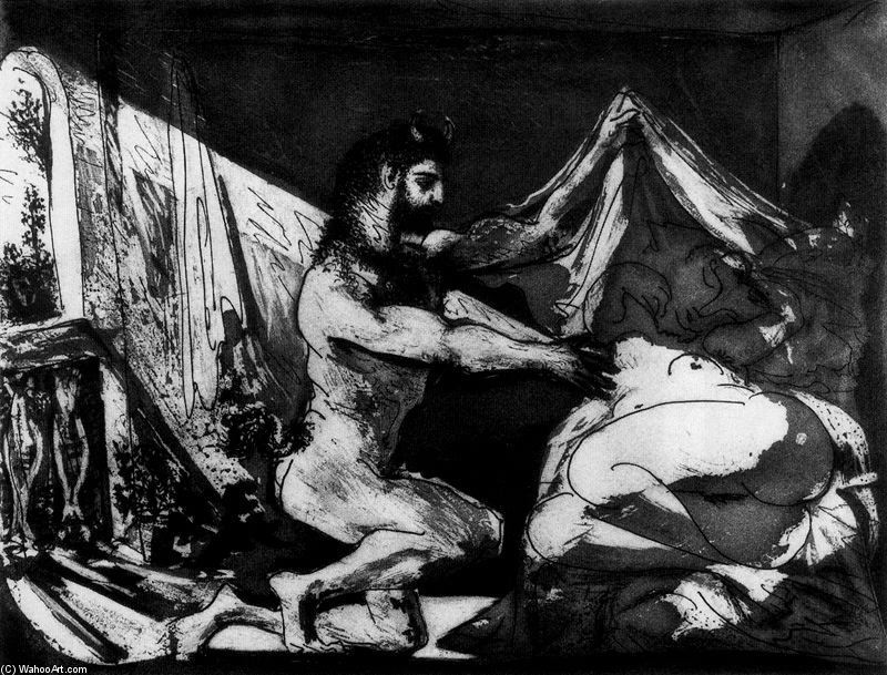 Buy Museum Art Reproductions Fauno quitando el velo a una mujer by Pablo Picasso (Inspired By) (1881-1973, Spain) | ArtsDot.com