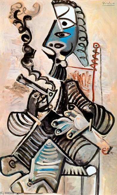 Buy Museum Art Reproductions Man with pipe by Pablo Picasso (Inspired By) (1881-1973, Spain) | ArtsDot.com