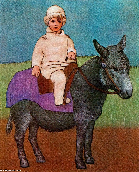 Order Paintings Reproductions Paul, the artist`s son on a donkey by Pablo Picasso (Inspired By) (1881-1973, Spain) | ArtsDot.com