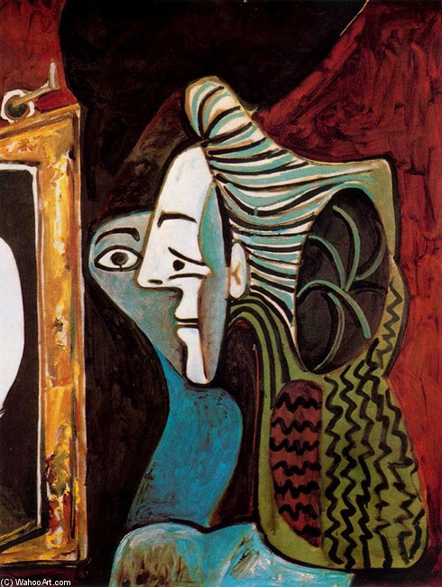 Order Oil Painting Replica Woman with Mirror by Pablo Picasso (Inspired By) (1881-1973, Spain) | ArtsDot.com