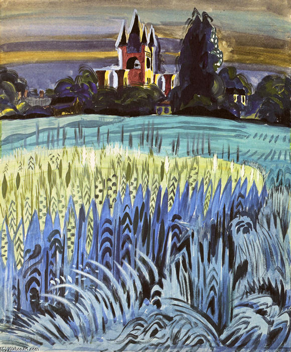 Order Artwork Replica Wheat Field With Tower by Charles Ephraim Burchfield (Inspired By) (1893-1967, United States) | ArtsDot.com
