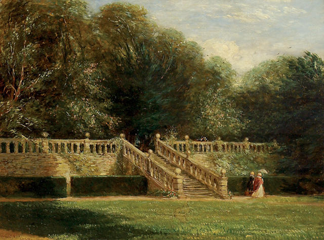Order Oil Painting Replica The Garden Terrace At Haddon Hall by David Cox (1783-1859, United Kingdom) | ArtsDot.com