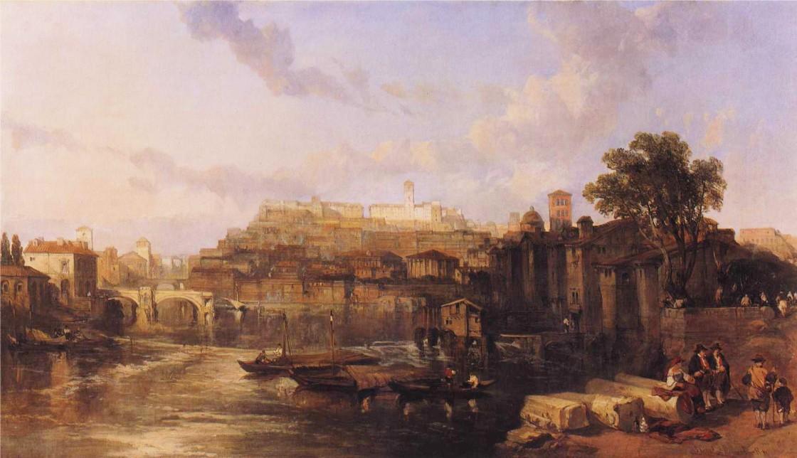 Order Oil Painting Replica Rome, View on the Tiber Looking Towards Mounts Palatine and Aventine, 1863 by David Roberts (1796-1864, United Kingdom) | ArtsDot.com