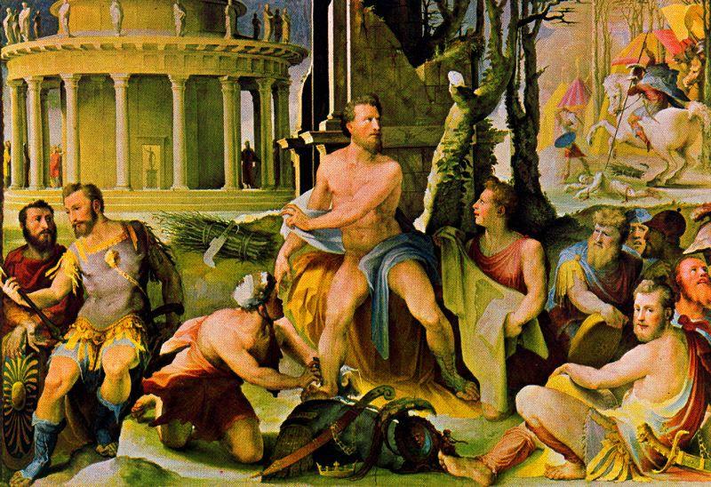 Buy Museum Art Reproductions The sacrifice of Codrus, King of Athens by Domenico Di Pace Beccafumi (1486-1551, Italy) | ArtsDot.com