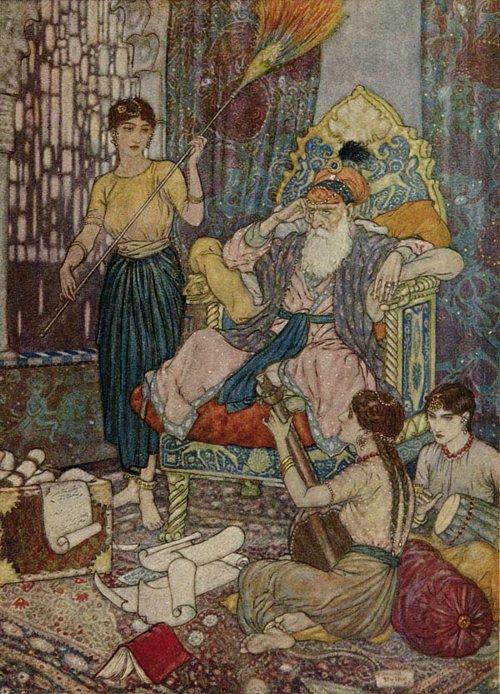 Buy Museum Art Reproductions The Rubaiyat. Peace to Mahmud on his golden Throne! by Edmund Dulac (1882-1953, France) | ArtsDot.com
