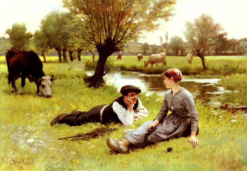 Order Art Reproductions Le Flirt by Edouard Debat-Ponsan (1847-1913, France) | ArtsDot.com