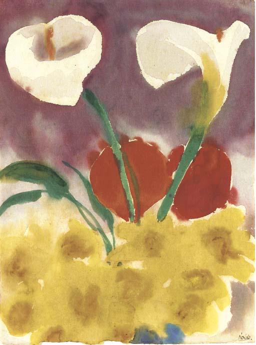 Buy Museum Art Reproductions Daffodils and calla by Emile Nolde (Inspired By) (1867-1956, Germany) | ArtsDot.com