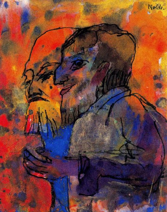 Buy Museum Art Reproductions Two Bearded Old Men (in Profile) by Emile Nolde (Inspired By) (1867-1956, Germany) | ArtsDot.com