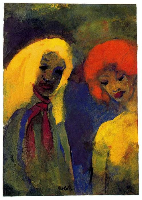 Order Artwork Replica Two Women (Yellow and Red Hair) by Emile Nolde (Inspired By) (1867-1956, Germany) | ArtsDot.com