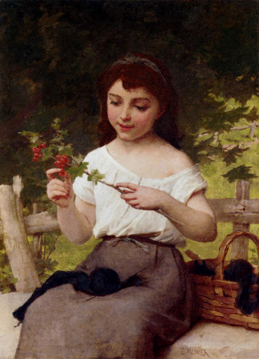 Order Artwork Replica A Sprig of Berries by Emile Munier (1840-1895, France) | ArtsDot.com