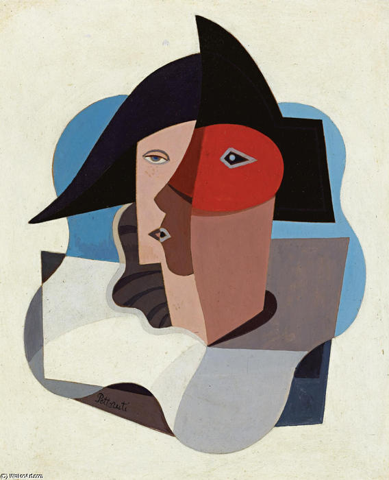 Order Oil Painting Replica Harlequin Head by Emilio Pettoruti (Inspired By) (1892-1971, Argentina) | ArtsDot.com